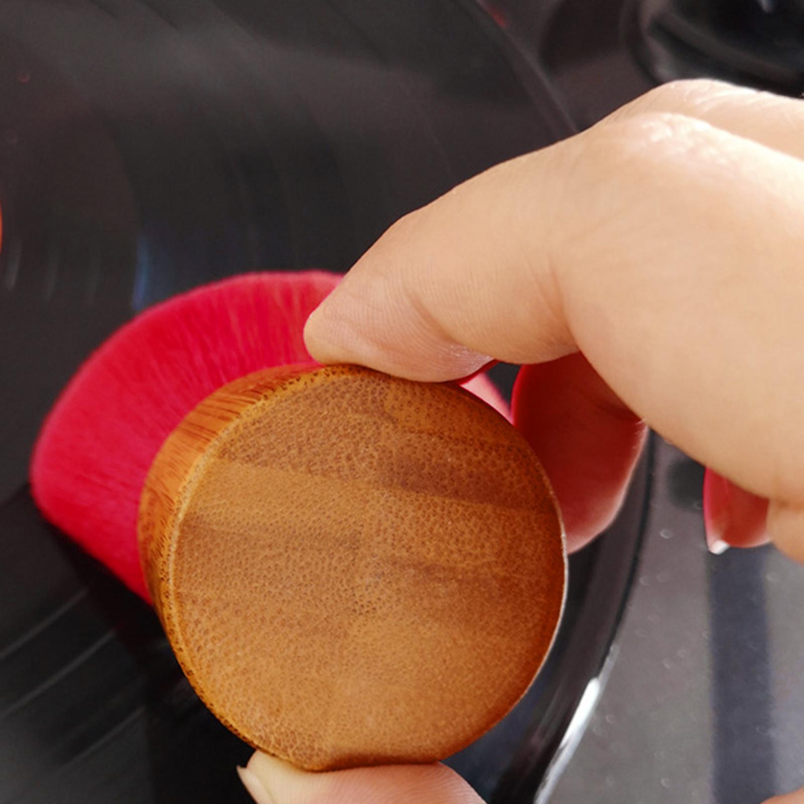 Vinyl Record Cleaner Brush Clean Dust Brush Wooden Handle for Turntable