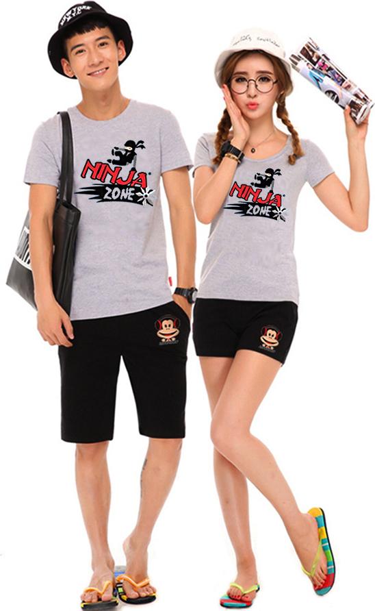 Bộ Áo Thun Đôi Nam Nữ Ninja Zone Màu Xám - M - XL