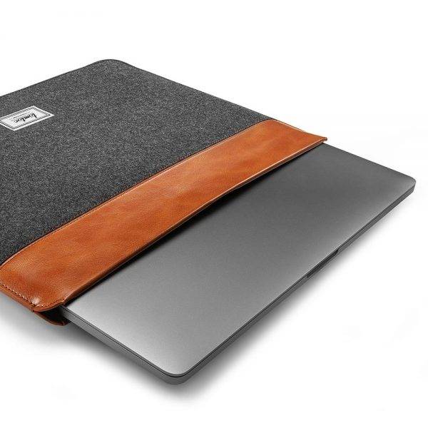 Túi Chống Sốc Tomtoc (USA) Felt &amp; Pu Leather For Macbook Pro/Air 13'' New (H16-C02Y) - Hàng nhập khẩu