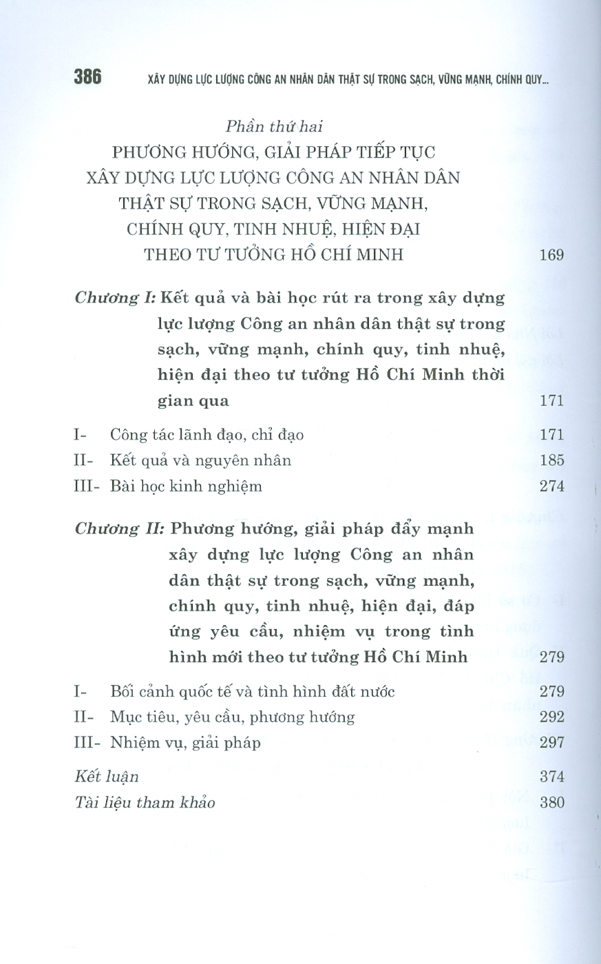 XÂY DỰNG LỰC LƯỢNG CÔNG AN NHÂN DÂN THẬT SỰ TRONG SẠCH, VỮNG MẠNH, CHÍNH QUY, TINH NHUỆ, HIỆN ĐẠI, ĐÁP ỨNG YÊU CẦU, NHIỆM VỤ TRONG TÌNH HÌNH MỚI THEO TƯ TƯỞNG HỒ CHÍ MINH (Sách chuyên khảo)