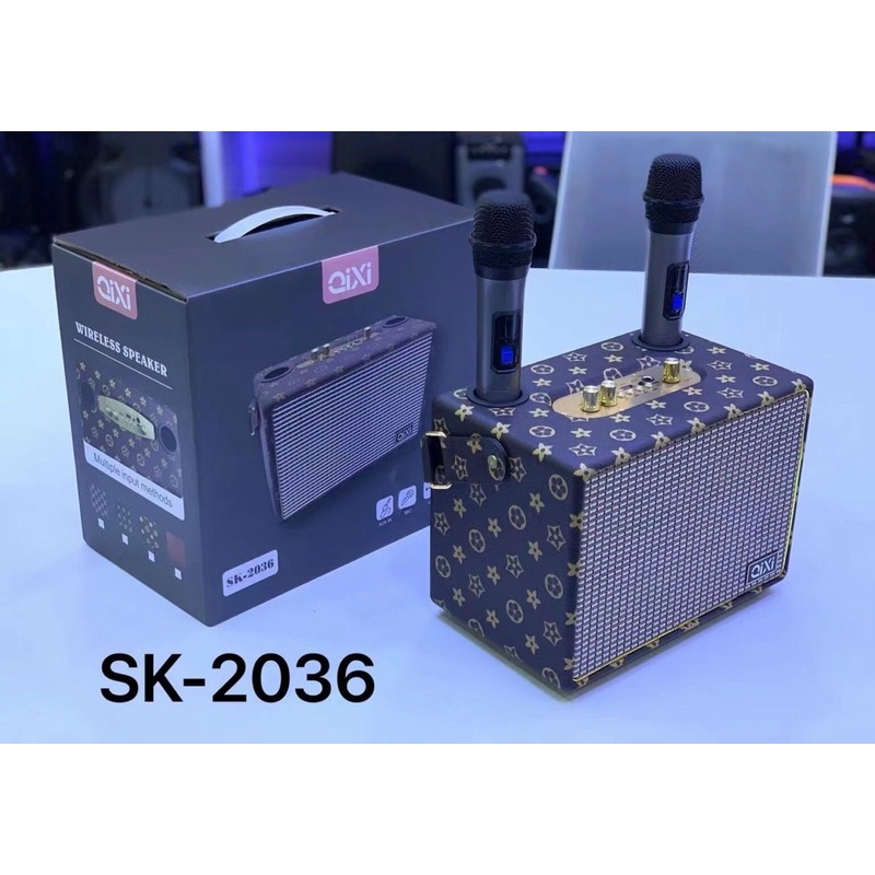 Loa Bluetooth Karaoke SK-2036 , Tặng Kèm 2 Micro Không Dây Cao Cấp , Hát Karaoke Nghe Nhạc Bass mạnh