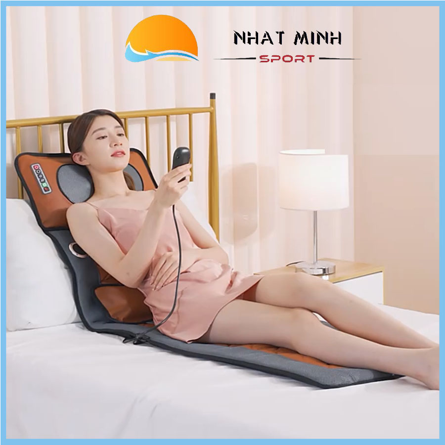 Nệm Massage Toàn Thân Hồng Ngoại Gấp Gọn, Chất Liệu PU Cao Cấp, Tích hợp Loa Bluetooth, Có Bảng Điều Khiển Cầm Tay Tiếng Việt - Massage Thư Giãn Toàn Thân