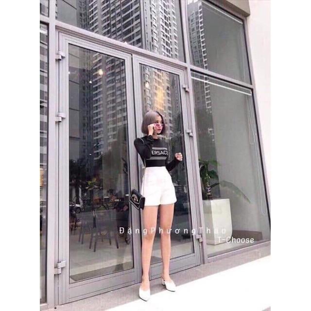 Quần sooc vải nữ cạp cao, Quần short khóa sau tôn dáng nâng mông siêu đẹp