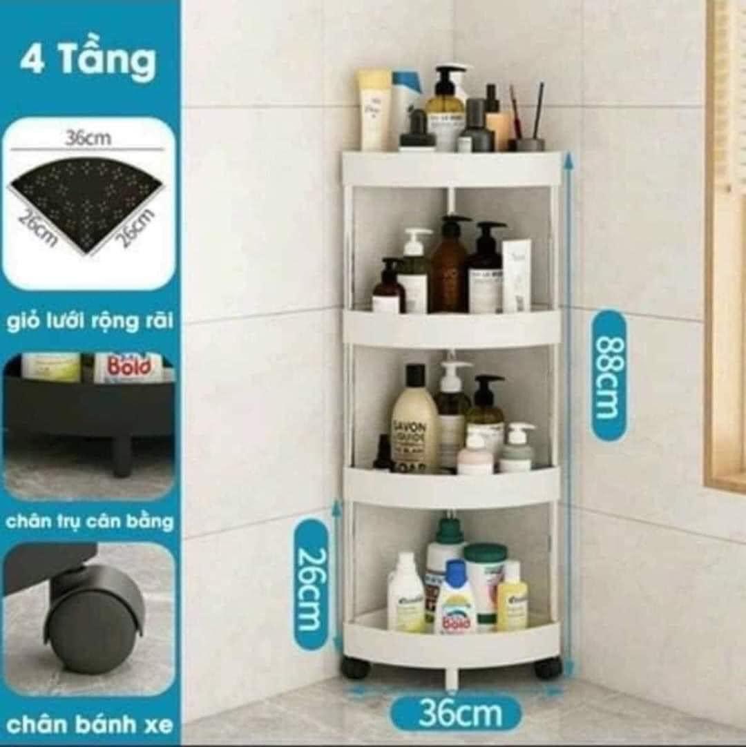 KỆ GÓC TAM GIÁC 4 TẦNG ĐỰNG ĐỒ ĐA NĂNG CÓ BÁNH XE TIỆN DỤNG