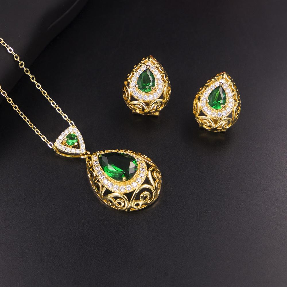 Bộ trang sức Zircon mạ Đồng vàng Rodium cao cấp chống han rỉ bảo vệ môi trường