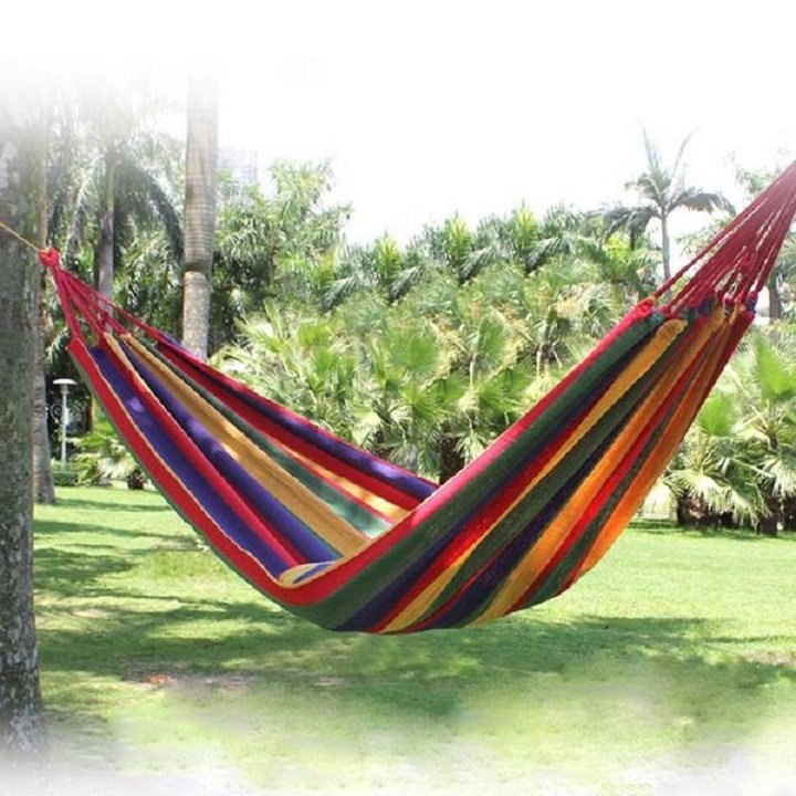 Võng du lịch cắm trại dã ngoại gấp gọn sợi Vải đan Canvas Size 190x80cm