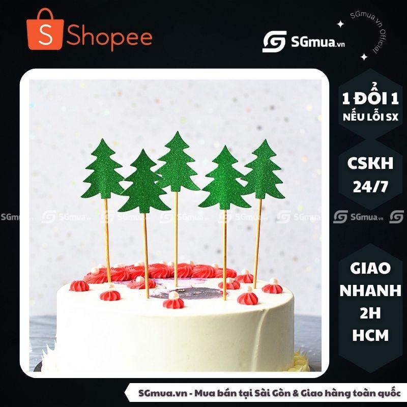 Topper hình cây thông giáng sinh, trang trí bánh kem