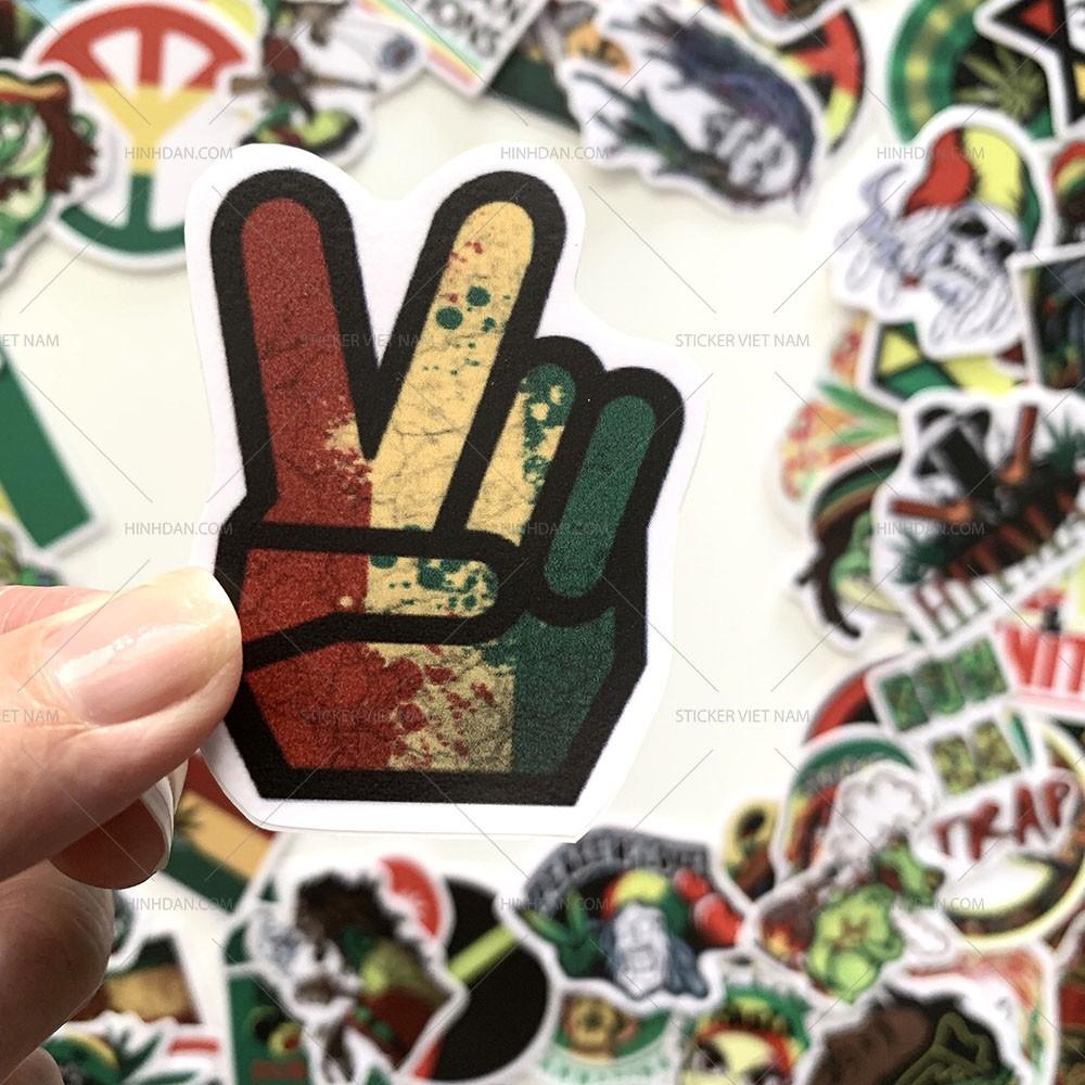 Sticker Rasta Xanh Đỏ Vàng - Dán Trang Trí - Chất Liệu PVC Cán Màng Chất Lượng Cao Chống Nước, Chống Nắng, Không Bong Tróc Phai Màu