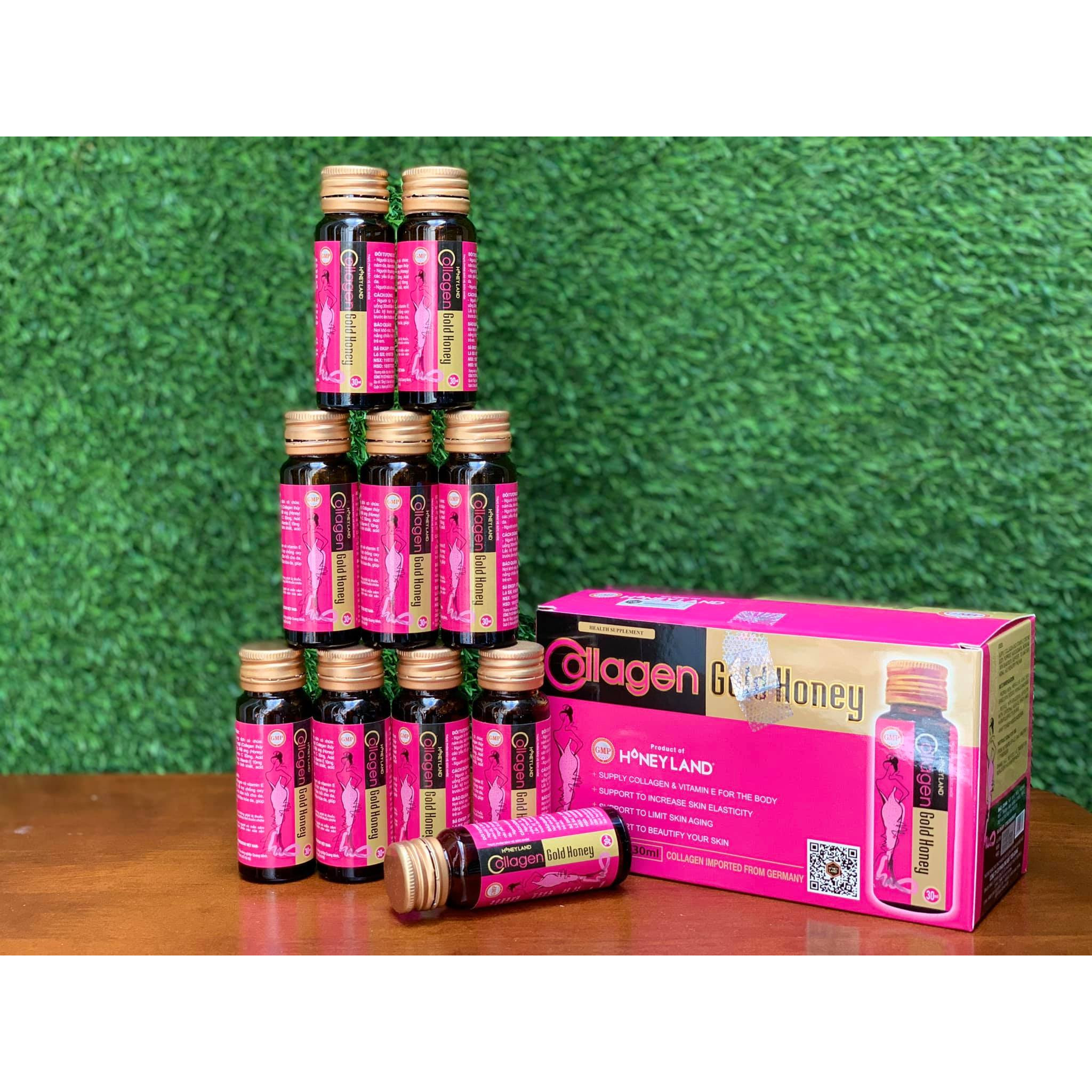 Collagen tươi chống lão hóa Collagen Gold Honey 10 chai x 30ml, 3600mg collagen/chai giúp da sáng mịn và căng bóng