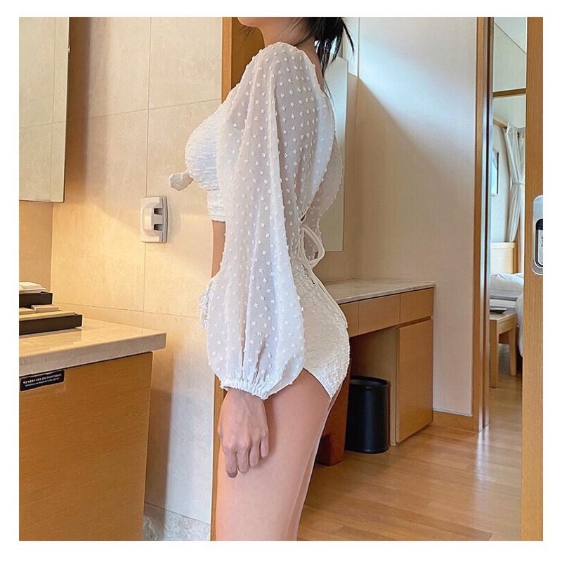 Bikini Đi Biển Đồ Bơi Nữ 2021 Trễ Vai ulzzang Sang Chảnh Quảng Châu Tay Dài TTV