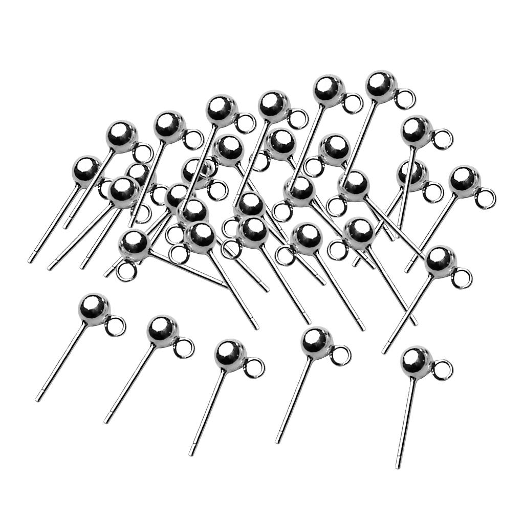 32pcs Ball Stud Posts Backs Pin Post Studs Earrings DIY Jewelry Making Findings