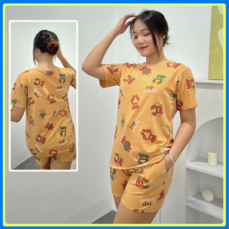 Đồ Bộ Nữ mặc nhà quần đùi dễ thương cotton DN3 - Set bộ ngủ thun cotton - Bộ đồ nữ mặc nhà