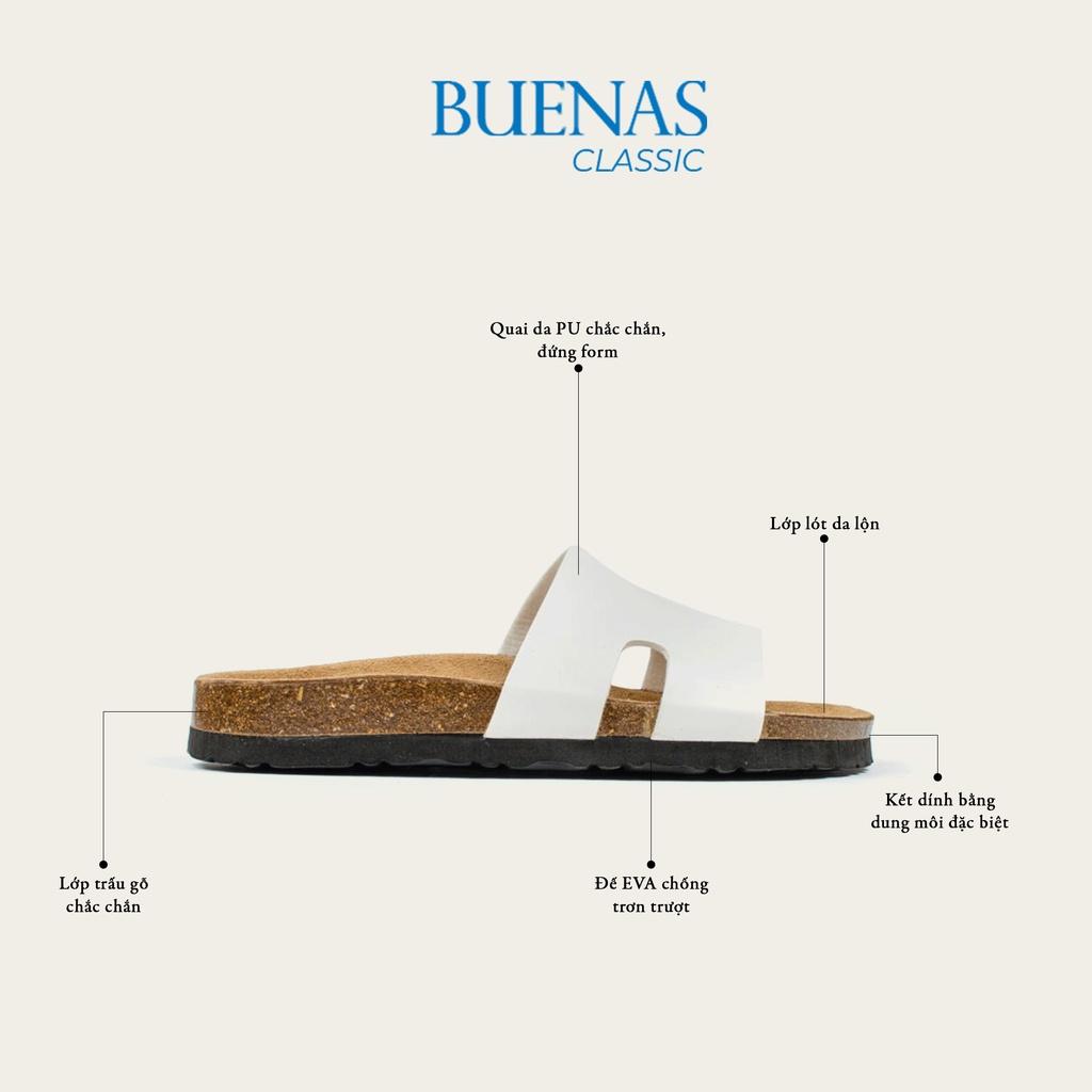 Dép đế trấu nam nữ da bò unisex birken quai ngang Buenas - BU05