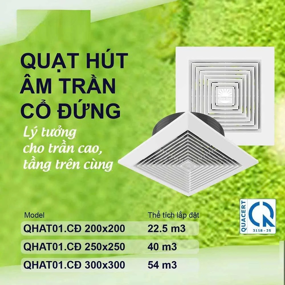 Quạt hút thông gió âm trần Rạng Đông QHAT01 cổ đứng, cổ ngang, động cơ bền bỉ - Hàng chính hãng