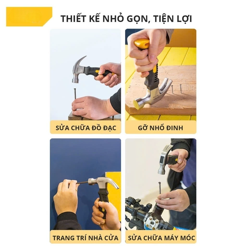 Búa Lùn Nguyên Khối - Đóng Đinh, Nhổ Đinh Dễ Dàng, Tiện Dụng - Nhỏ Gọn, Tay Cầm Bọc Cao Su - DL441008