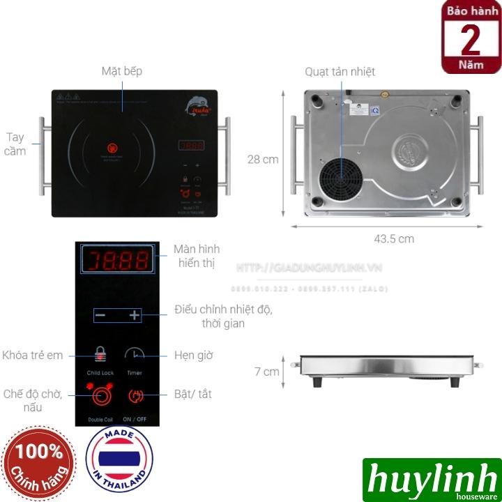 Bếp hồng ngoại đơn Iruka I-77 [I77] - Công suất 2200W - Sản xuất tại Thái Lan - Điều khiển cảm ứng - Mặt kính chịu lực Ceramic - Hàng chính hãng