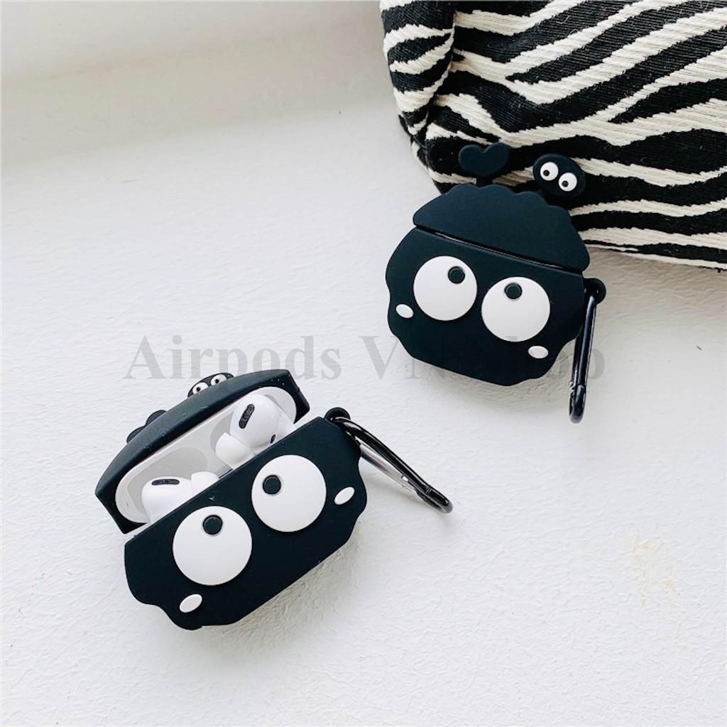 Bao Case Ốp dành cho Airpods 1/2 & Airpods Pro mắt to ver 2 đen kute silicon cao cấp
