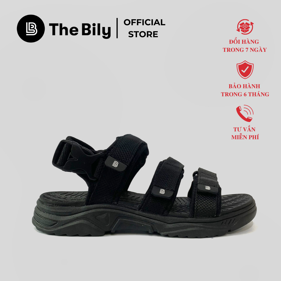 Hình ảnh Giày Sandal Nam The Bily 3 Quai Ngang - Màu Đen BL04