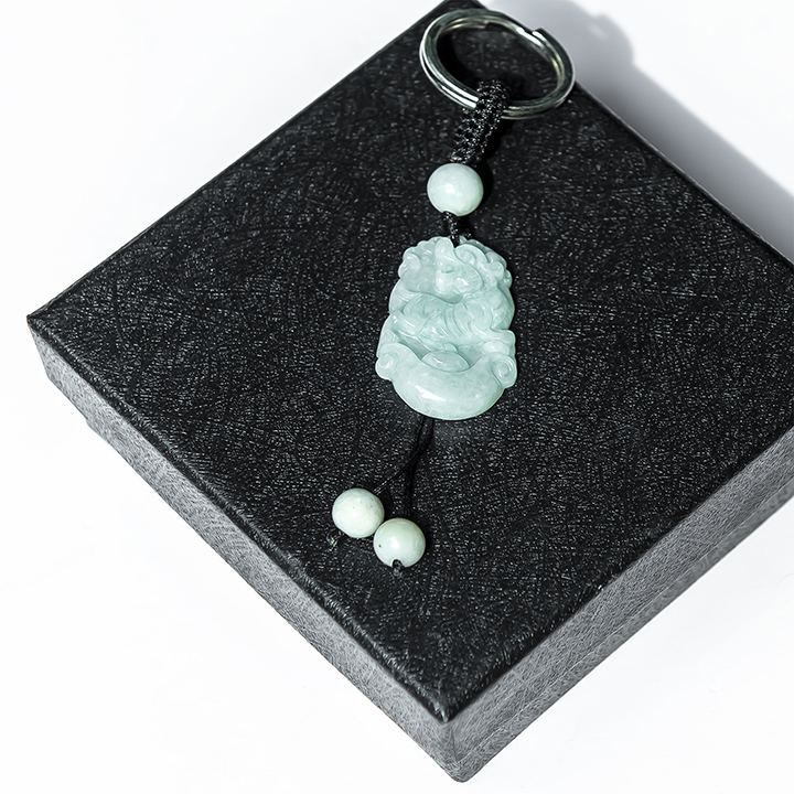 Móc khóa 12 Con Giáp Cẩm Thạch tự nhiên - Tuổi Dần | MKJADDAN03 VietGemstones
