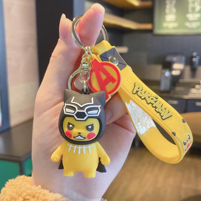 Móc khóa Pokemon Avenger Iron Man, Captain, Wakanda, Dr Strange, Spider Man PVC Loại Tốt