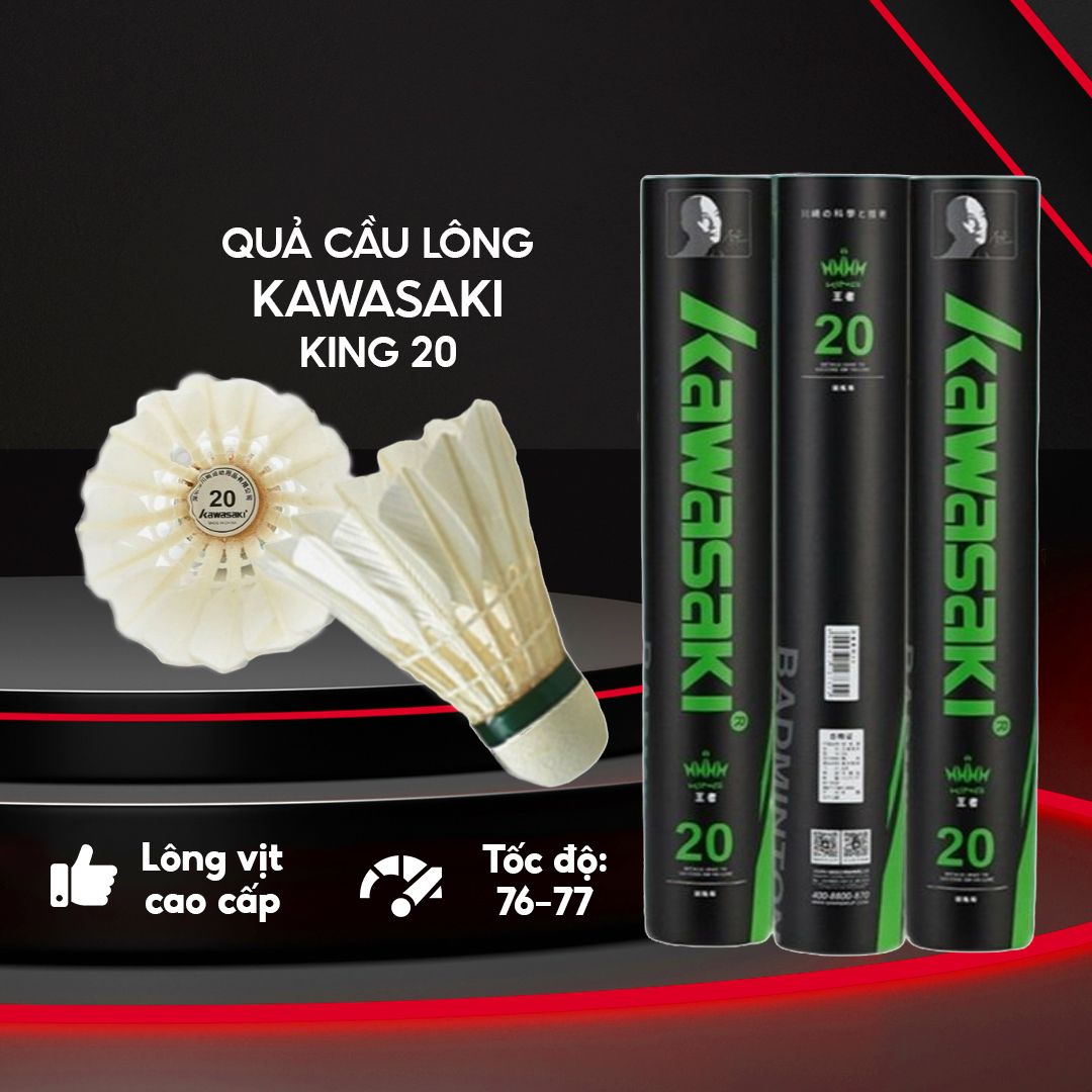 12 Quả/ 1 Ống Cầu Lông Ka King 20 - Tốc Độ 76/77 - Lông Vịt