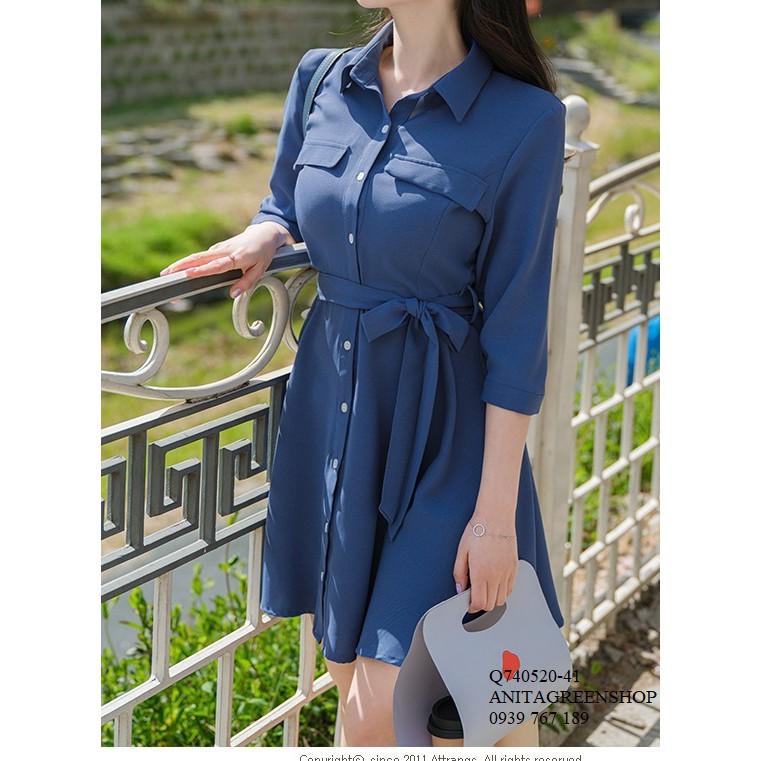 Q740520 ĐẦM VOAN SƠ MI THẮT NƠ EO