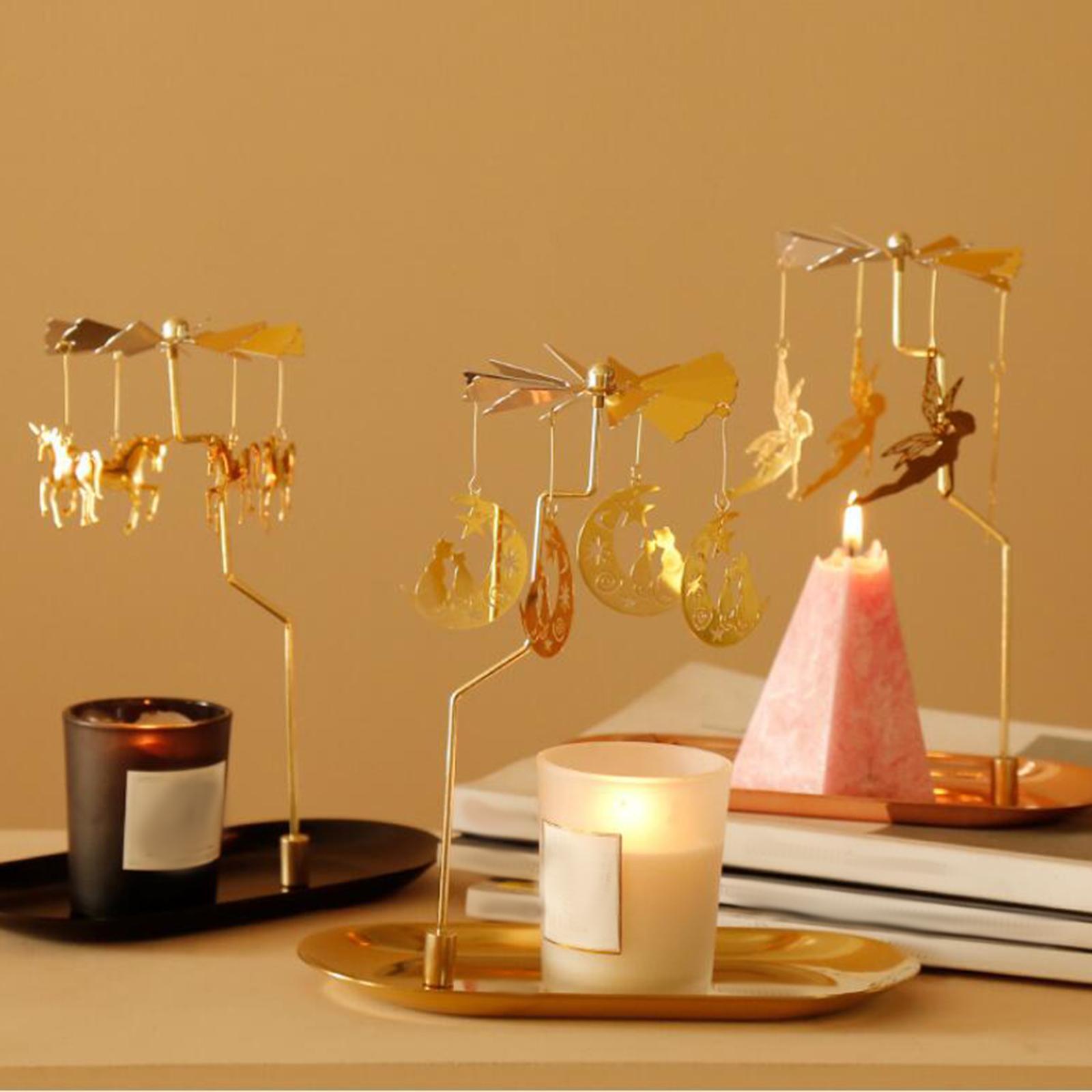 2 Spinning Tea Light Candle Holder Candle Ornament Rotating Candlestick