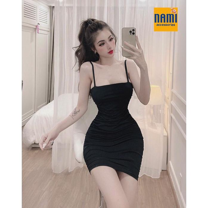 ĐẦM ÔM BODY HAI DÂY NHÚNG THÂN CHUẨN FORM DÁNG QUYẾN RŨ ĐƠN GIẢN - QANU397
