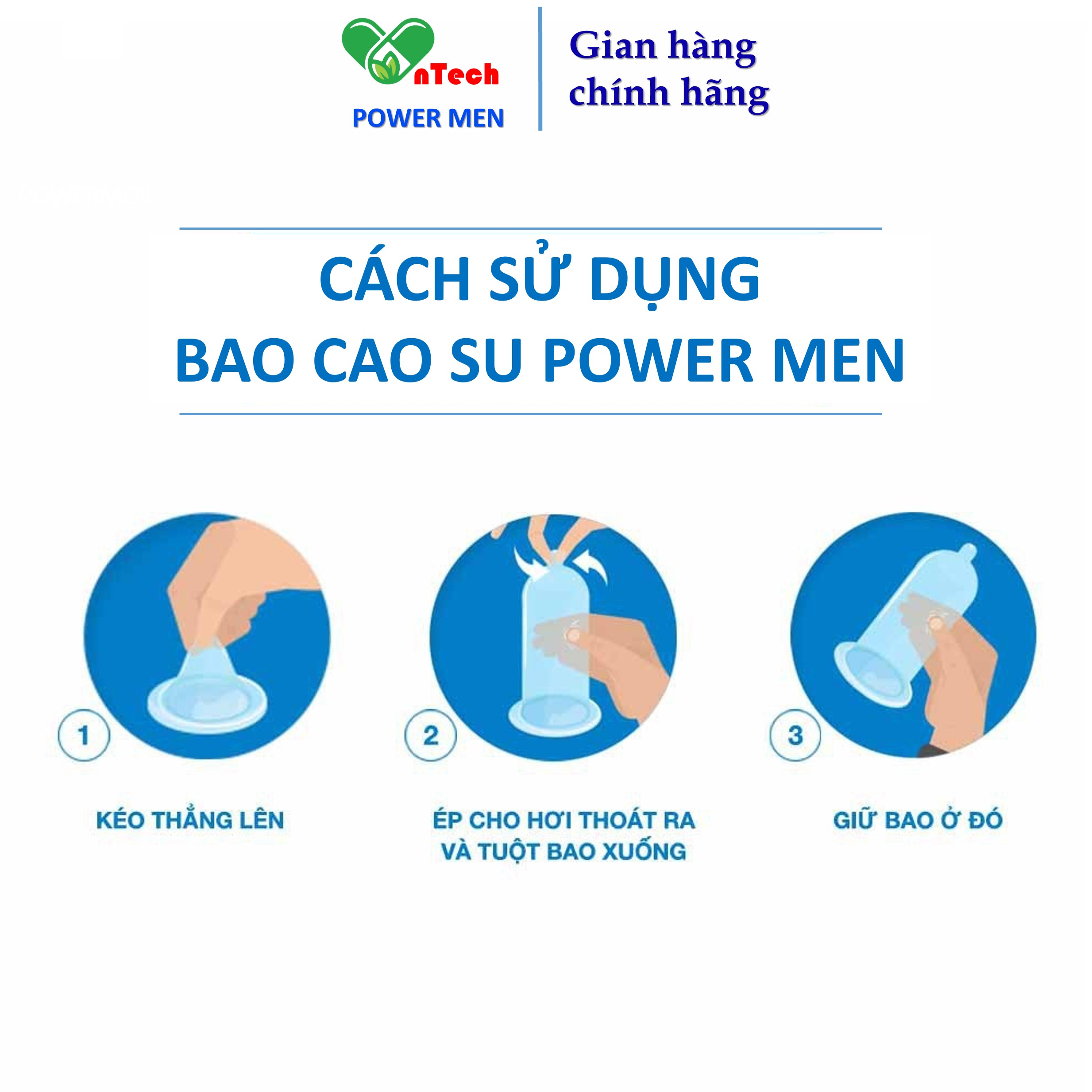 Bao cao su gân gai hương dâu POWERMEN STRAWBERRY chứa 9,6% Benzocain chống xuất tinh sớm hộp 09 chiếc