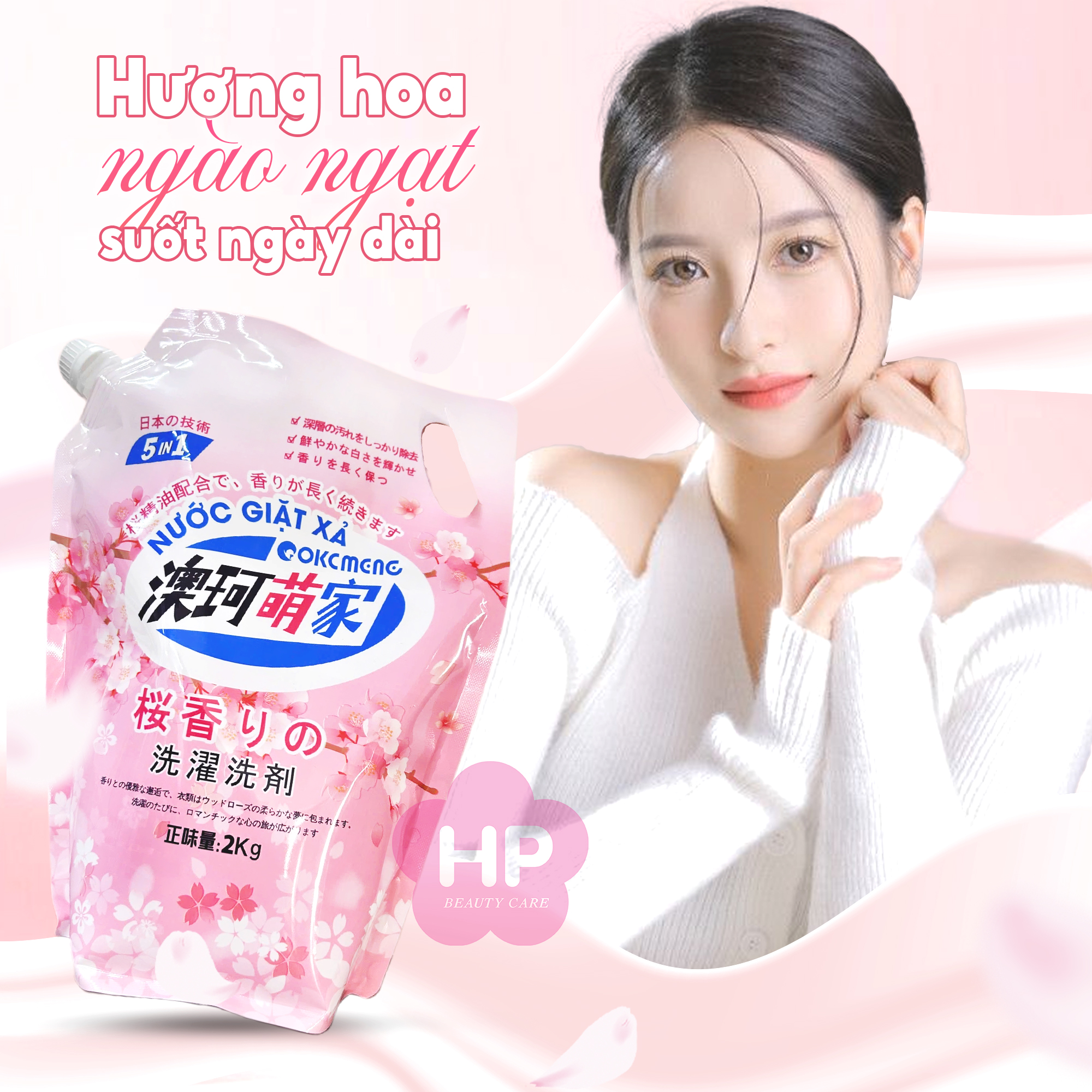 Nước Giặt Xả Vải Okcmeng Hương Hoa 2 Kg (2 Mùi Hương)