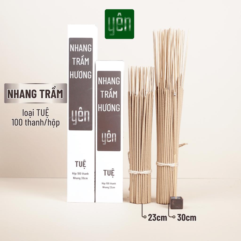 Nhang Trầm Hương Yên Loại Tuệ 23-30cm Hộp 100 thanh Sạch Tự Nhiên Ít Khói Dùng Thờ Cúng Xông Thơm - Nhang Trầm 23cm