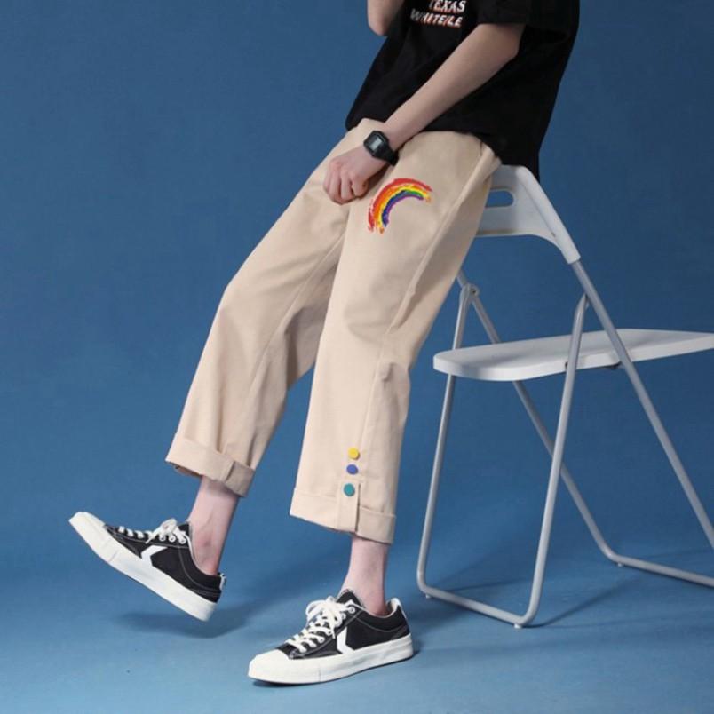 Sống cảm hứng Quần Kaki Baggy Nam Nữ KAKI Ống Suông Unisex Quần Ống Suông cầu vồng hot
