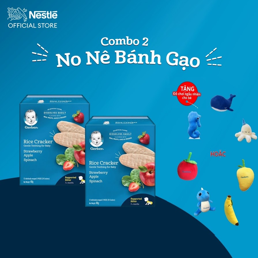 COMBO 2 BÁNH GẠO ĂN DẶM HỮU CƠ NESTLÉ GERBER CHÍNH HÃNG - COMBO 2 NO NÊ BÁNH GẠO - [TẶNG ĐỒ CHƠI CHO BÉ NGẪU NHIÊN]