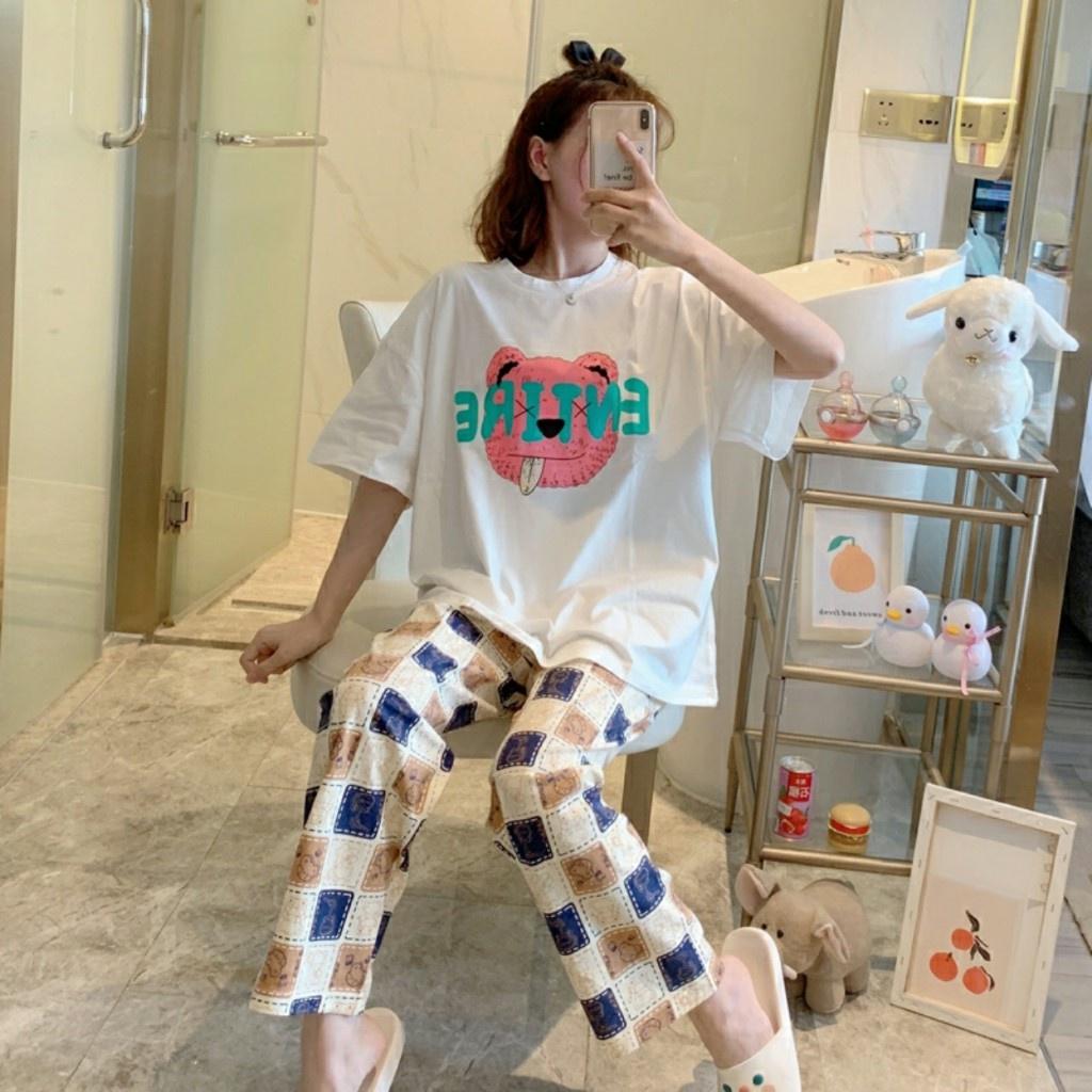 Đồ Bộ Thun Quần Dài Họa Tiết Hoạt Hình Dễ Thương, Mẫu Mã Đa Dạng