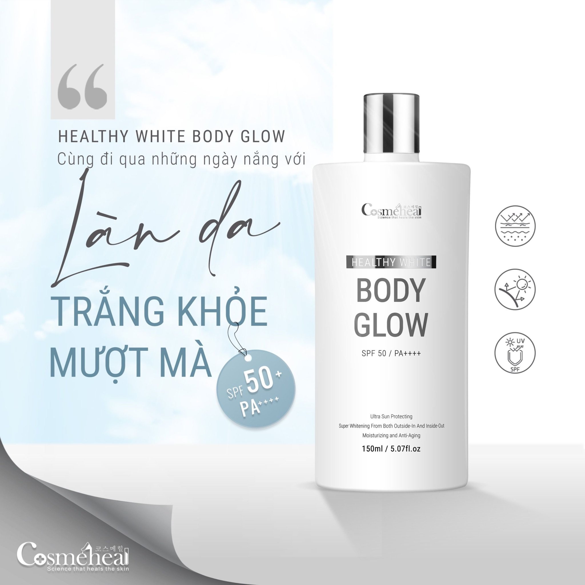 Serum Dưỡng Sáng Da Toàn Thân COSMEHEAL Healthy White BodyGlow (150ml)