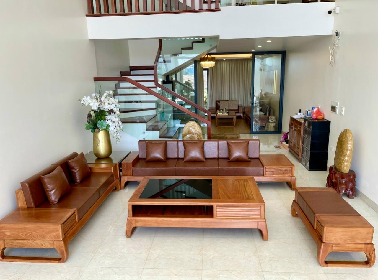 Bộ ghế sofa 2 văng chân quỳ , Bộ sofa 2 văng gỗ sồi ,Sofa gỗ hiện đại: HỖ TRỢ TRẢ GÓP KHÔNG MẤT PHÍ