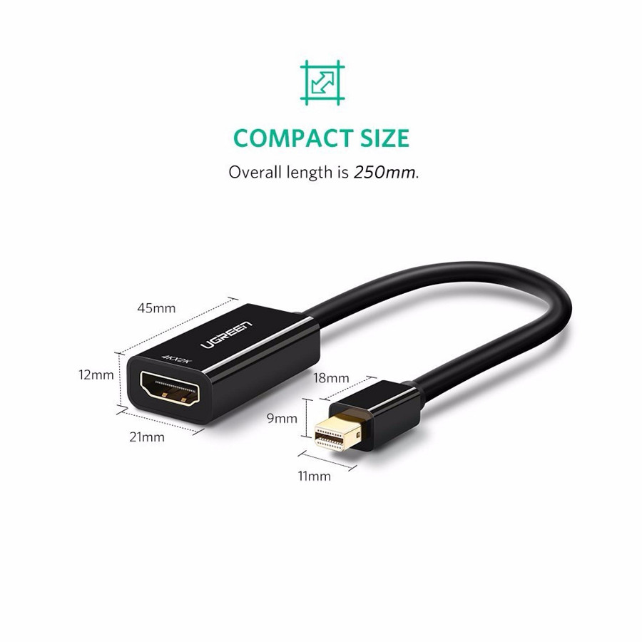 Cáp chuyển đổi Mini Displayport, thunderbolt sang HDMI âm Ugreen 10461 - Hàng chính hãng