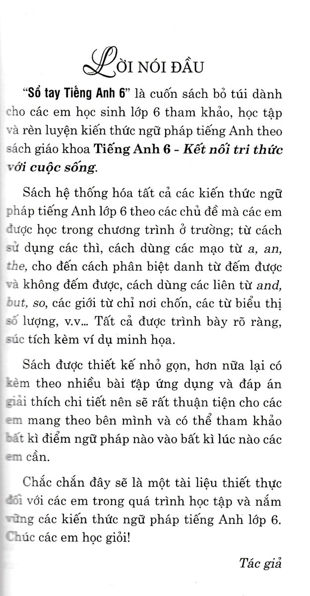 Sổ Tay Tiếng Anh Lớp 6 (Bám Sát SGK Kết Nối Tri Thức Với Cuộc Sống) _HA