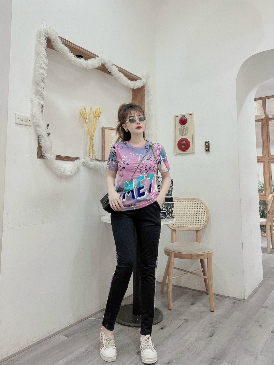 Đồ bộ thể thao thun cotton nữ họa tiết in 3D