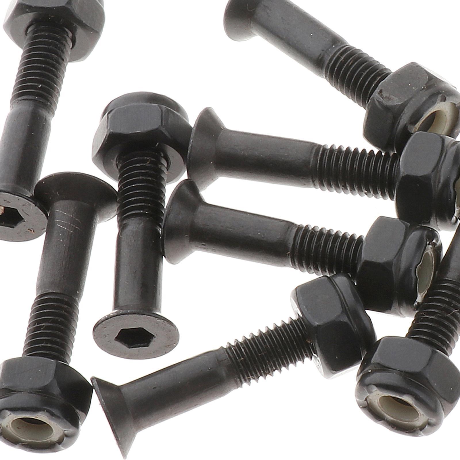 8x Longboard Skateboard Wheel Repair Hardware Screws with Wrench 1'' Black