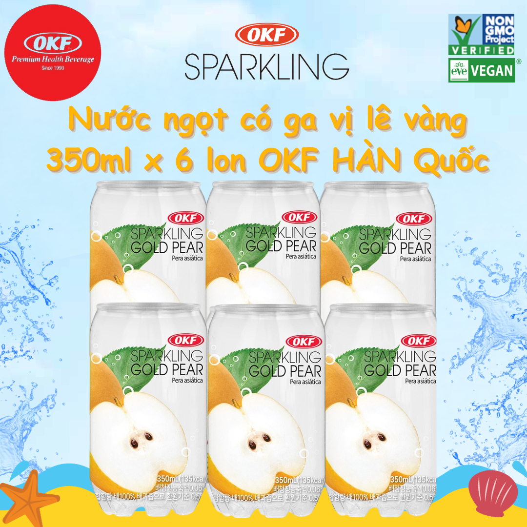 Hình ảnh Nước ngọt có ga giải khát vị lê vàng (NƯỚC LÊ CÓ GA) OKF HÀN QUỐC x 24 lon 350ml