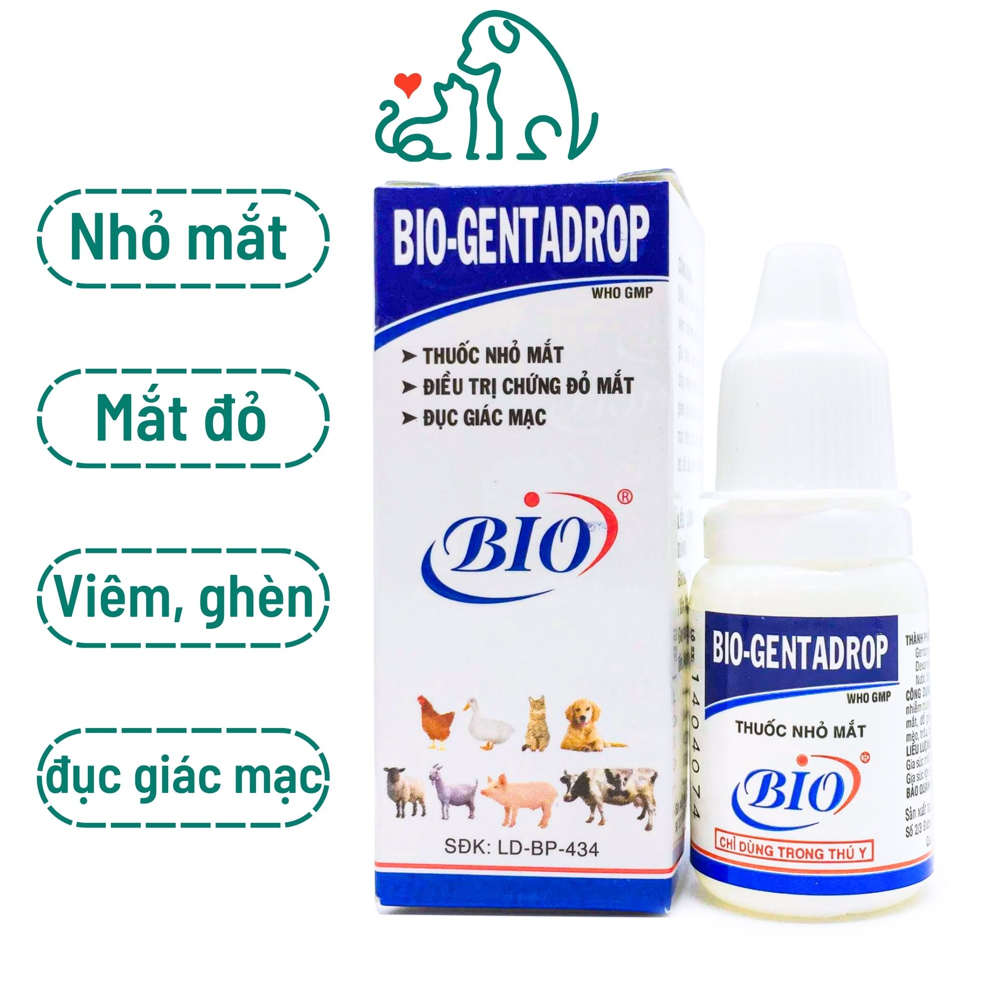 Nhỏ mắt Bio-Gentadrop chó mèo mắt đỏ, viêm, ghèn, có mủ chai 10ml