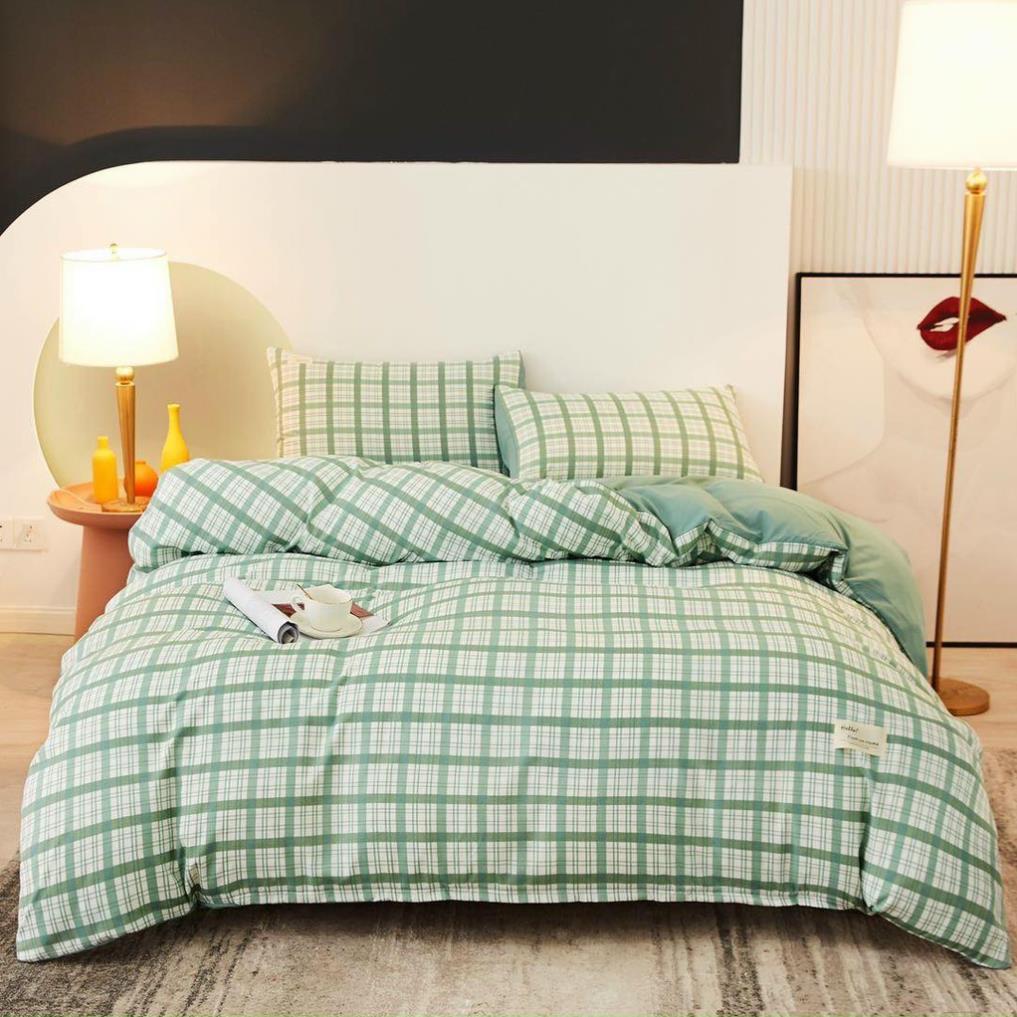 Bộ Chăn Ga Gối Cotton TC cao cấp - Chăn ga TC kẻ