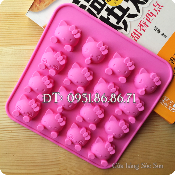 Khuôn silicon 16 mèo Kitty - Mã số 1231