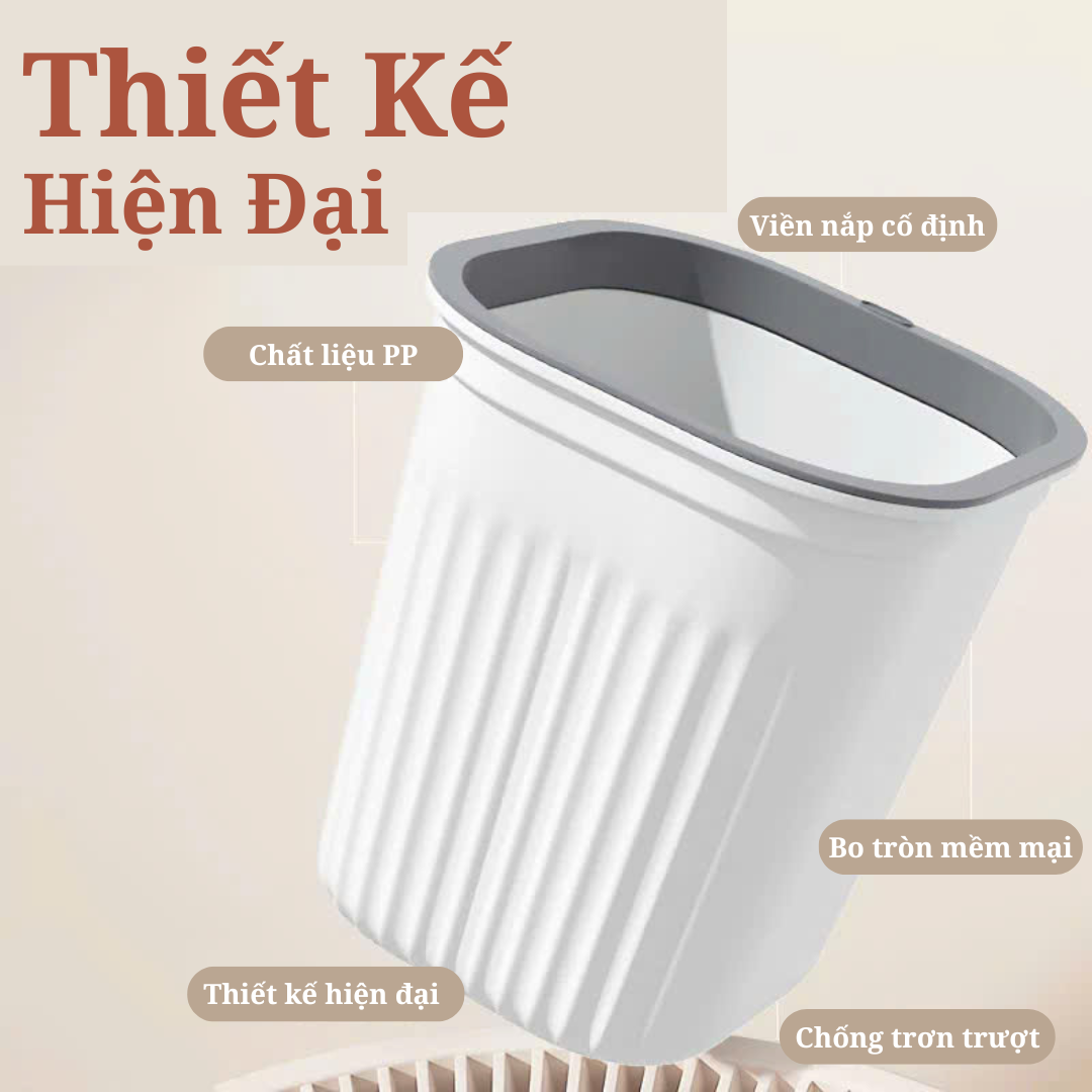 Thùng rác, thùng rác nhựa, chất liêu nhựa dẻo - Chịu lực tốt - Có vòng cố định túi rác - Thay túi rác dễ dàng - Màu hồng