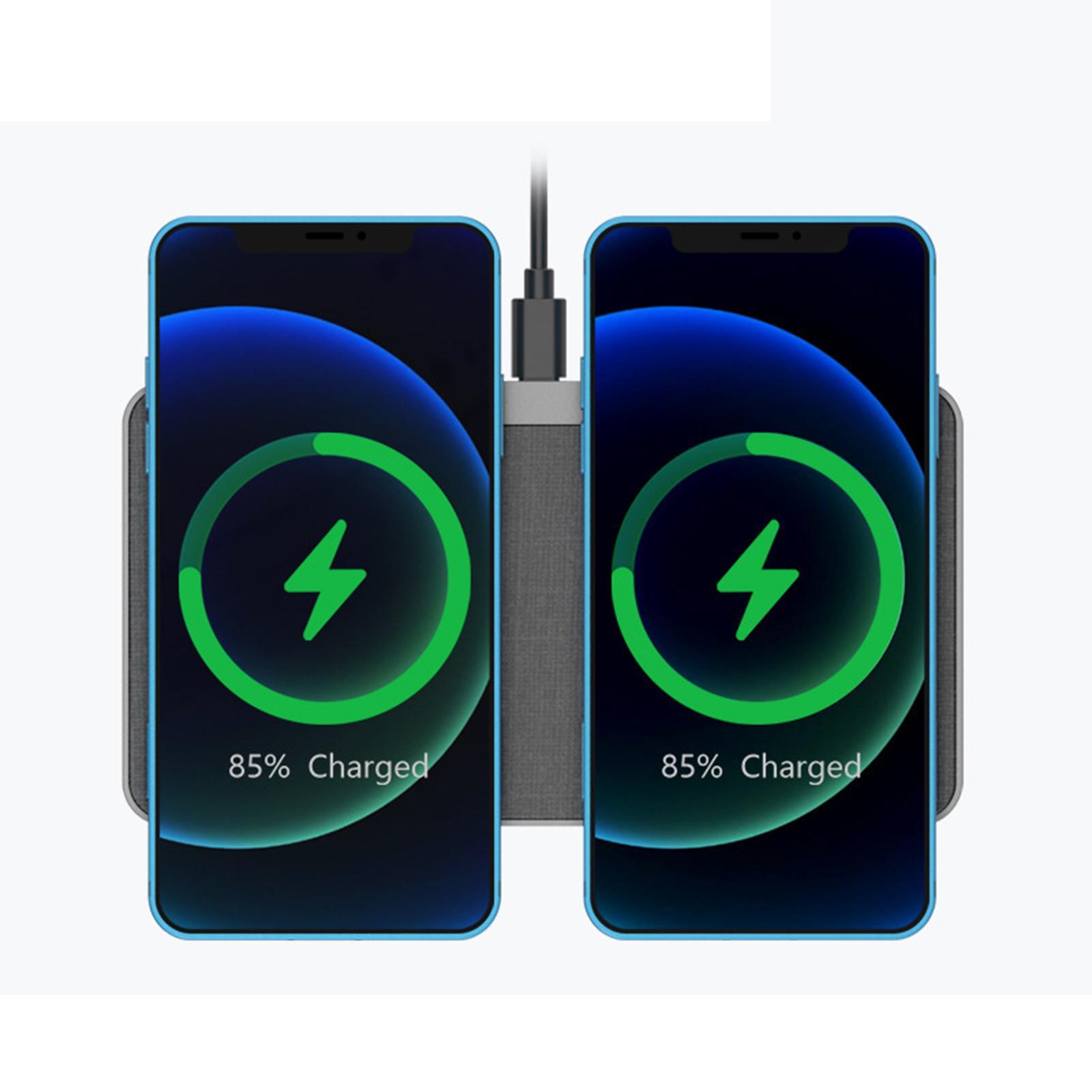 Dual Wireless Charger Charger ABS for Phone Black