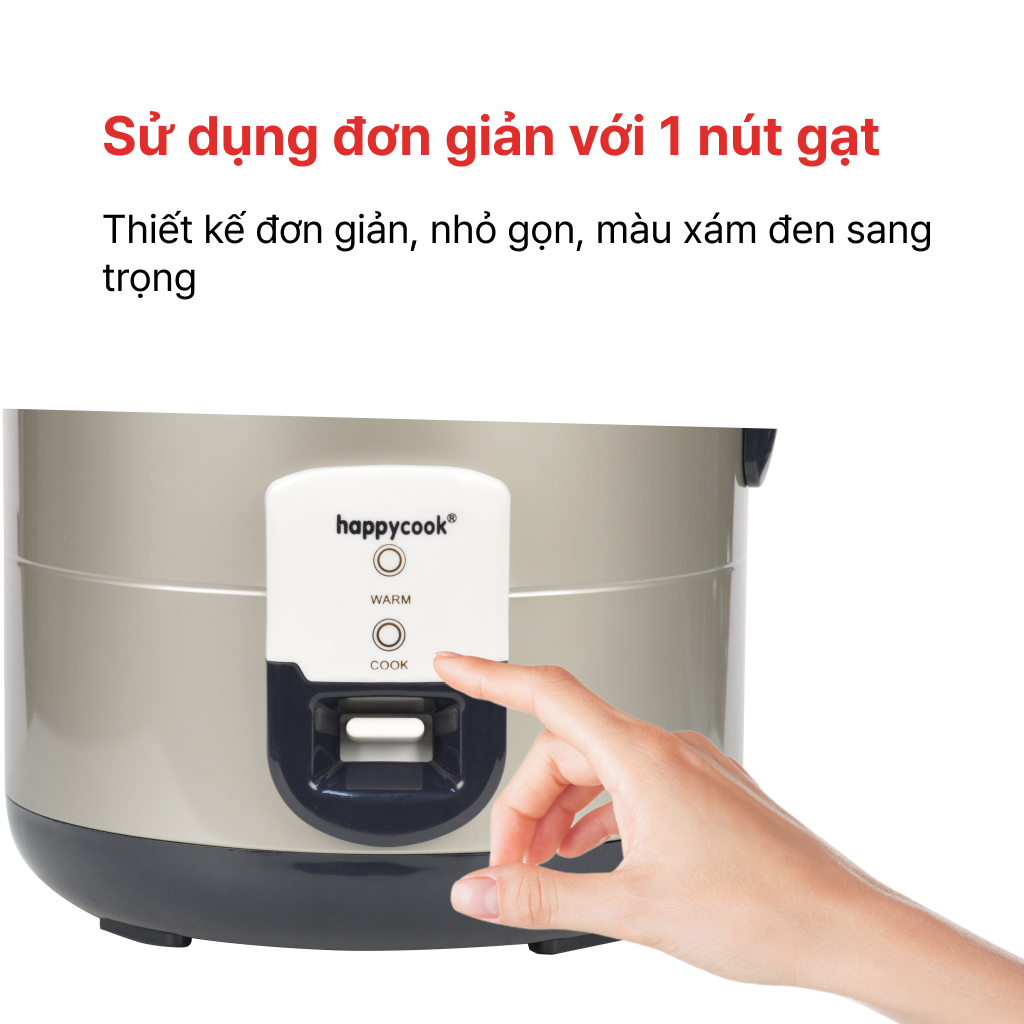 Nồi Cơm Điện Nắp Cài Happy Cook HCJ-180V (1.8L) - Hàng Chính Hãng