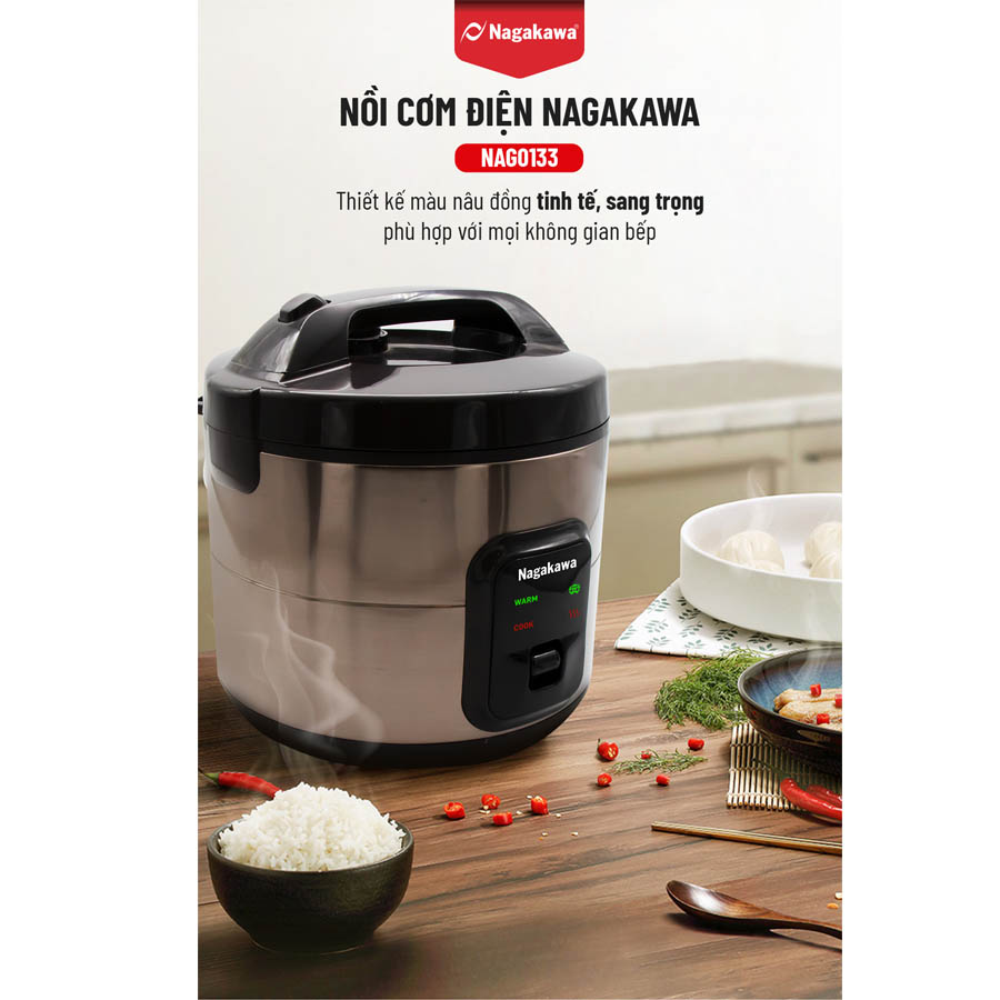 Nồi Cơm Điện Nắp Gài Lòng Niêu Nagakawa NAG0133 - Hàng Chính Hãng