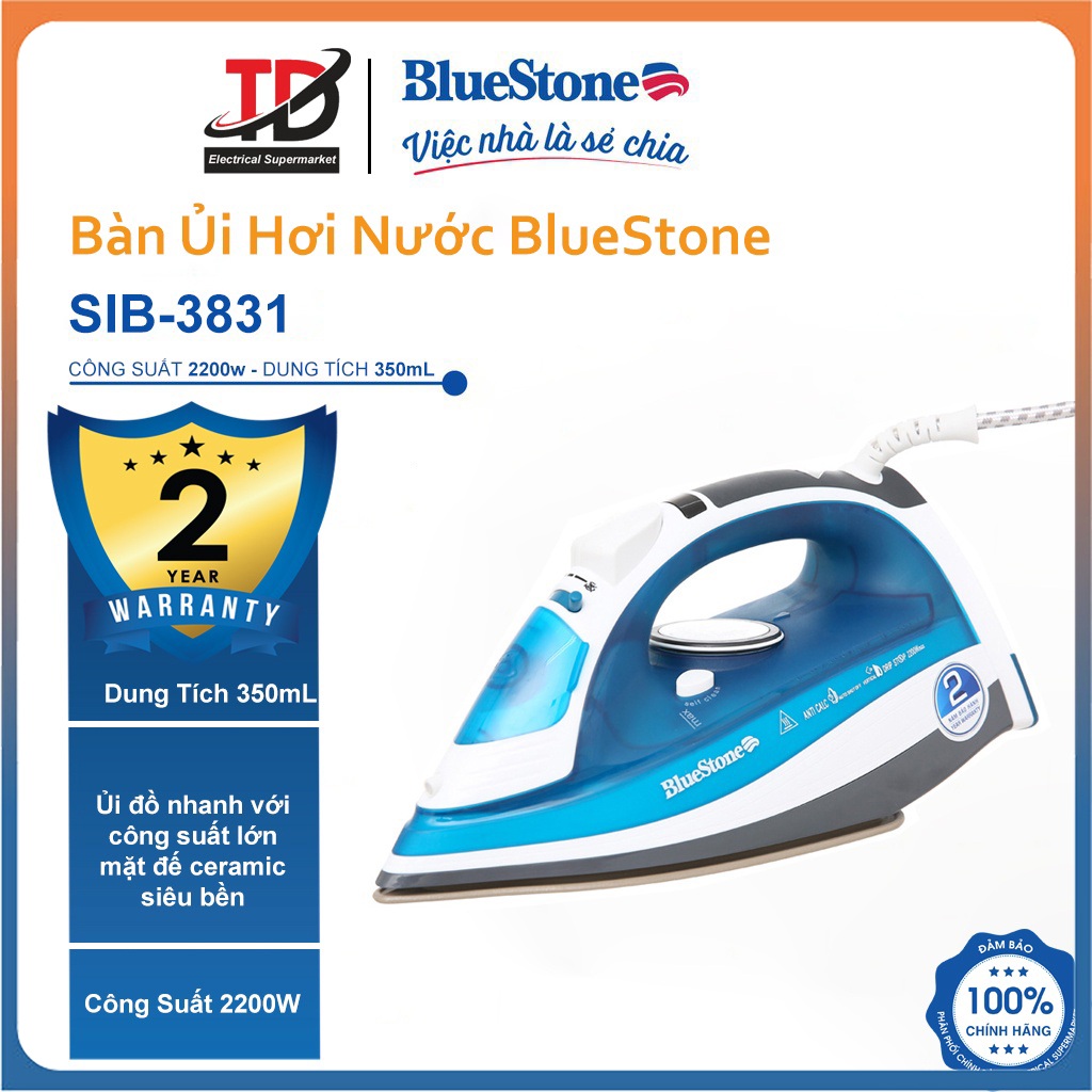 Bàn Ủi Hơi Nước Bluestone SIB-3831 Công Suất 2200W - Hàng chính hãng