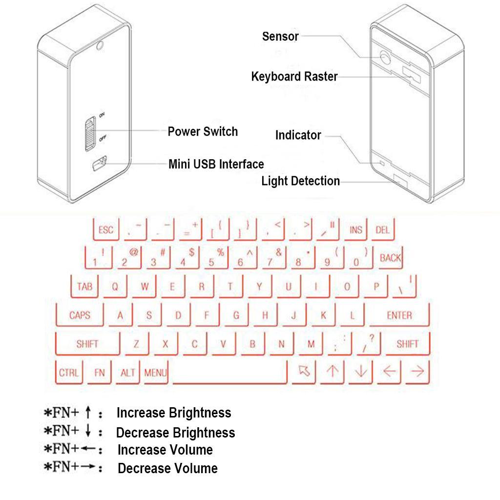 Bluetooth Wireless Laser Keyboard Portable Keypad